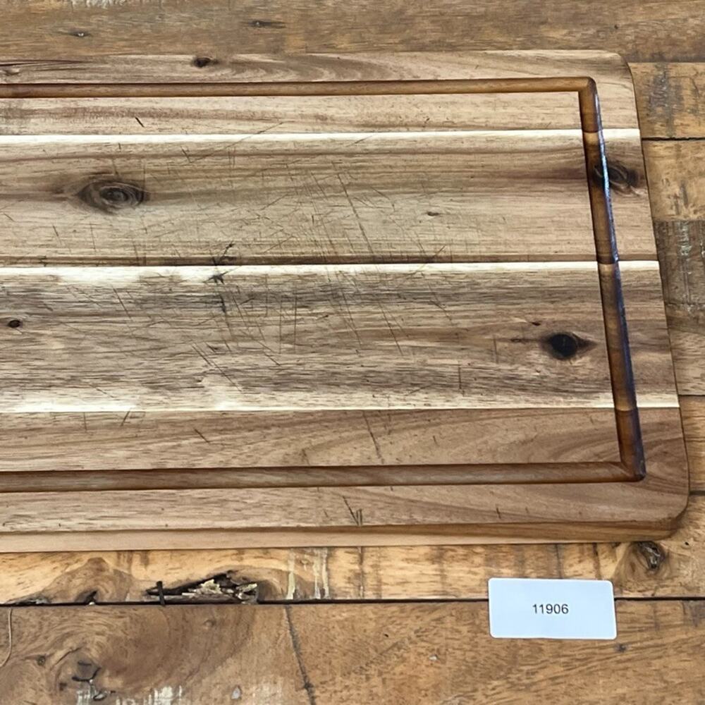 14" Cutting Board Acacia Wood natural Grain w/ Juice Groove - Picture 7 of 7